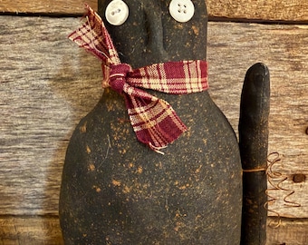 Primitive Black Cat Decor
