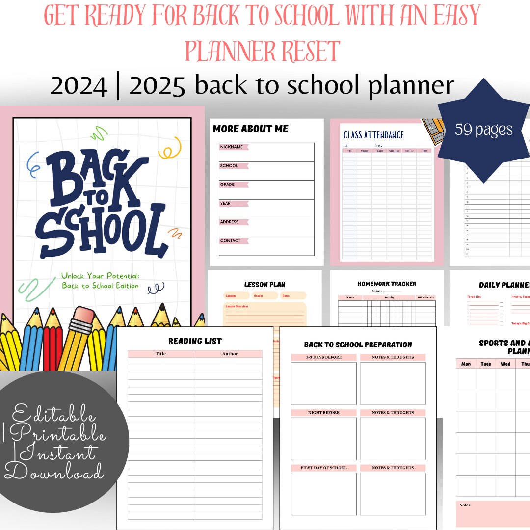 Student Planner Printable, ADHD Student Planner Template, Middle School ...
