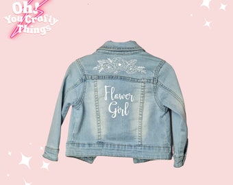 The Mini Emma - "Flower Girl" - Wedding denim jacket for 12 month old