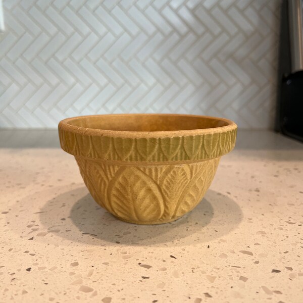 1800s Tobacco Leaf Yellow Ware Bowl
