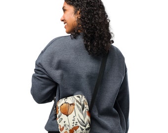 Wildflower Crossbody Bag Botanical Design Utility Bag Vintage Wildflowers Shoulder Bag Floral Pattern Purse Nature Inspired