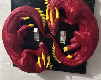 Dragon Dual Light Switch Cover - Fantasy Home Decor, Unique Design