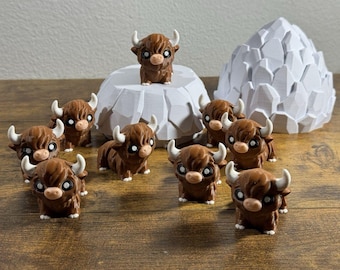 3D-geprint Highland Cow Flexi-speelgoed