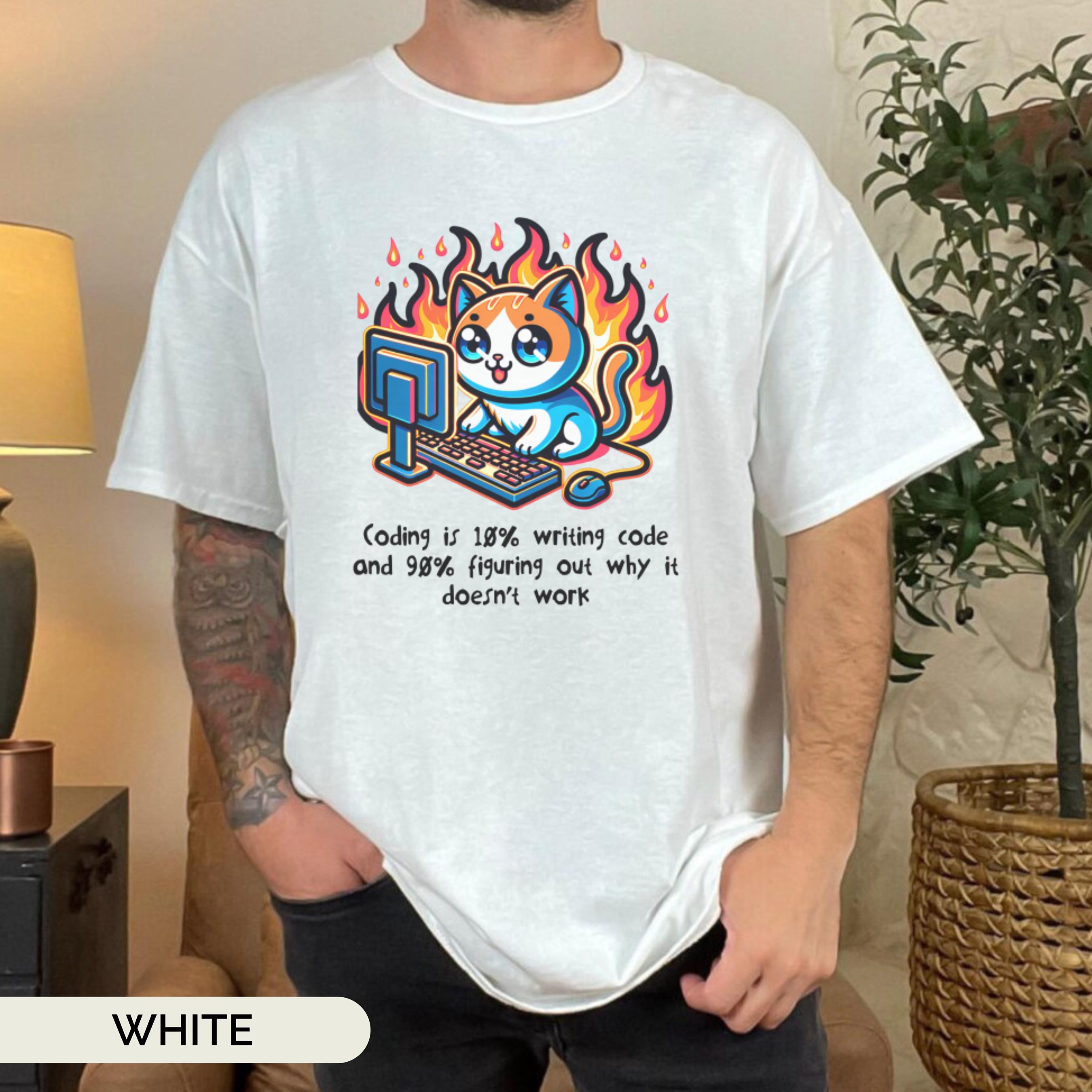 Funny Programmer Cat Tshirt, Computer Joke Shirt, Software Engineer ...