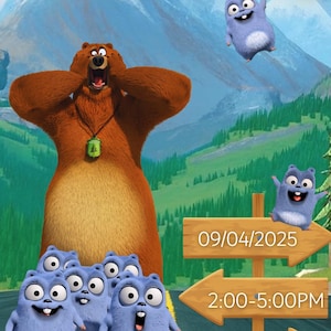 Grizzy and the Lemmings Birthday Invitation – Editable – Digital Canva Template