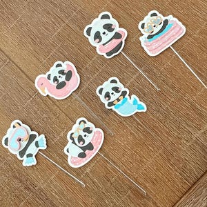 Panda Cupcake Toppers: Summer Pool Party Decorations - Set of 12
