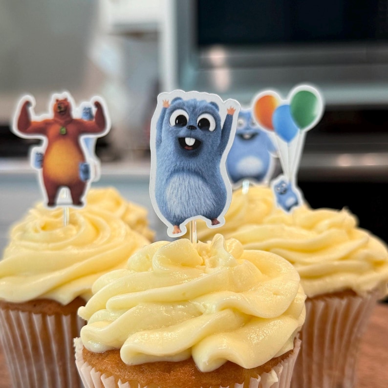 Grizzy and the Lemmings Cupcake Toppers: Cartoon Party Decorations - Etsy