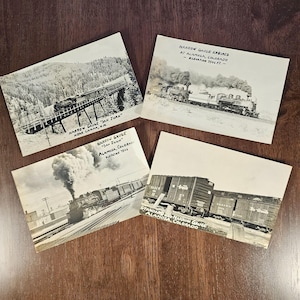 Set Of 4 Vintage Narrow Gauge Train Photo Postcards