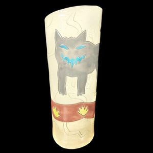 Vintage Barbara Demery 1987 Southwestern Pottery Vase Aztec Wolf Design Artist Signed
