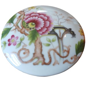 Vintage Limoges France Porcelain Trinket Jewelry Box Floral Flowers Round 1&quot;x2&quot;