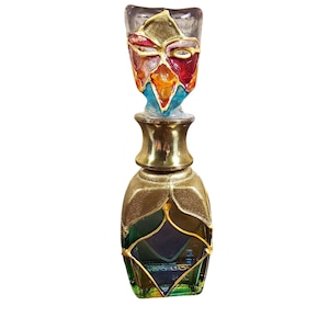 Vintage Murano Style Glas Kunst Parfüm Flasche Karneval Design Gold Details