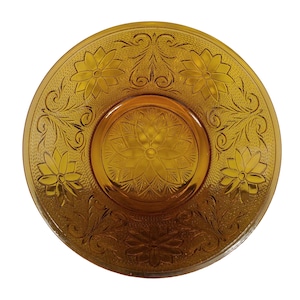 Indiana Glass Tiara Sandwich Bol de service en verre ambré gravé floral 8,5 po. de diamètre