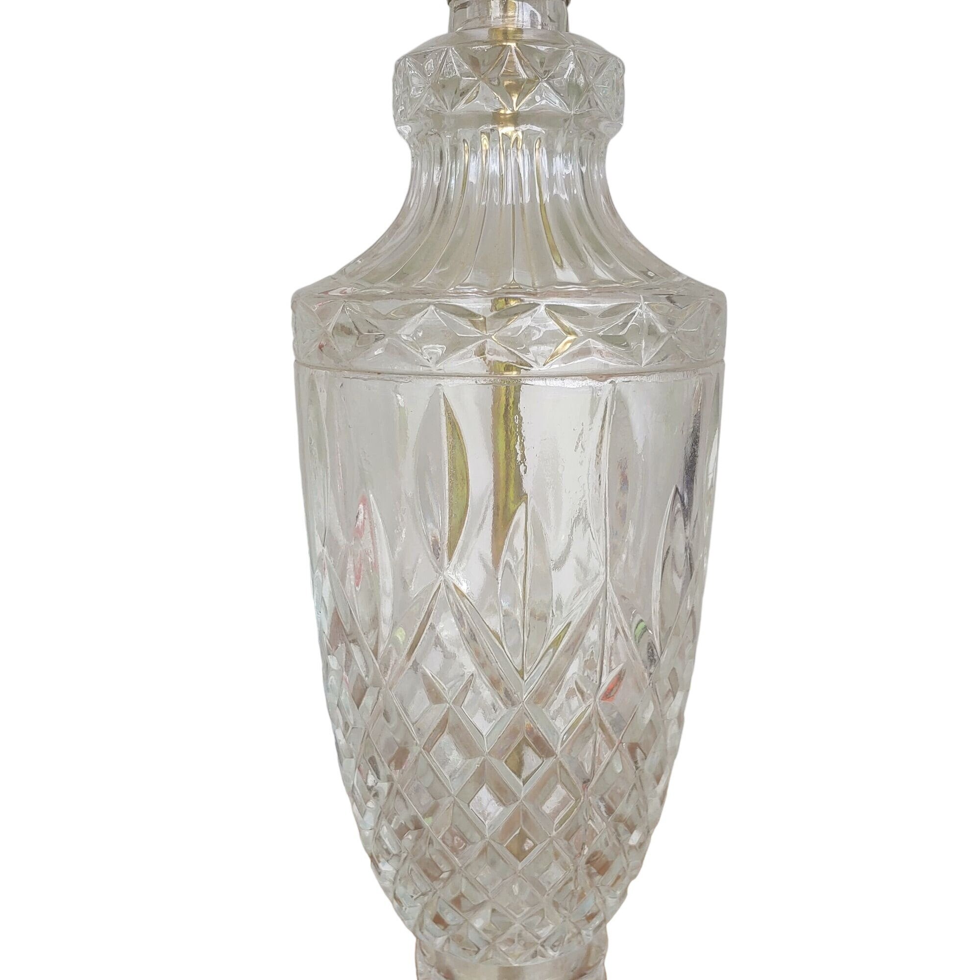 Vintage Leviton Cut Glass Crystal Table Lamp Parlor Mid 20th