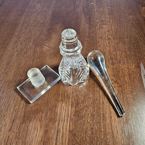 Vintage Clear Glass Perfume Stoppers & Applicator Set of 3 Read