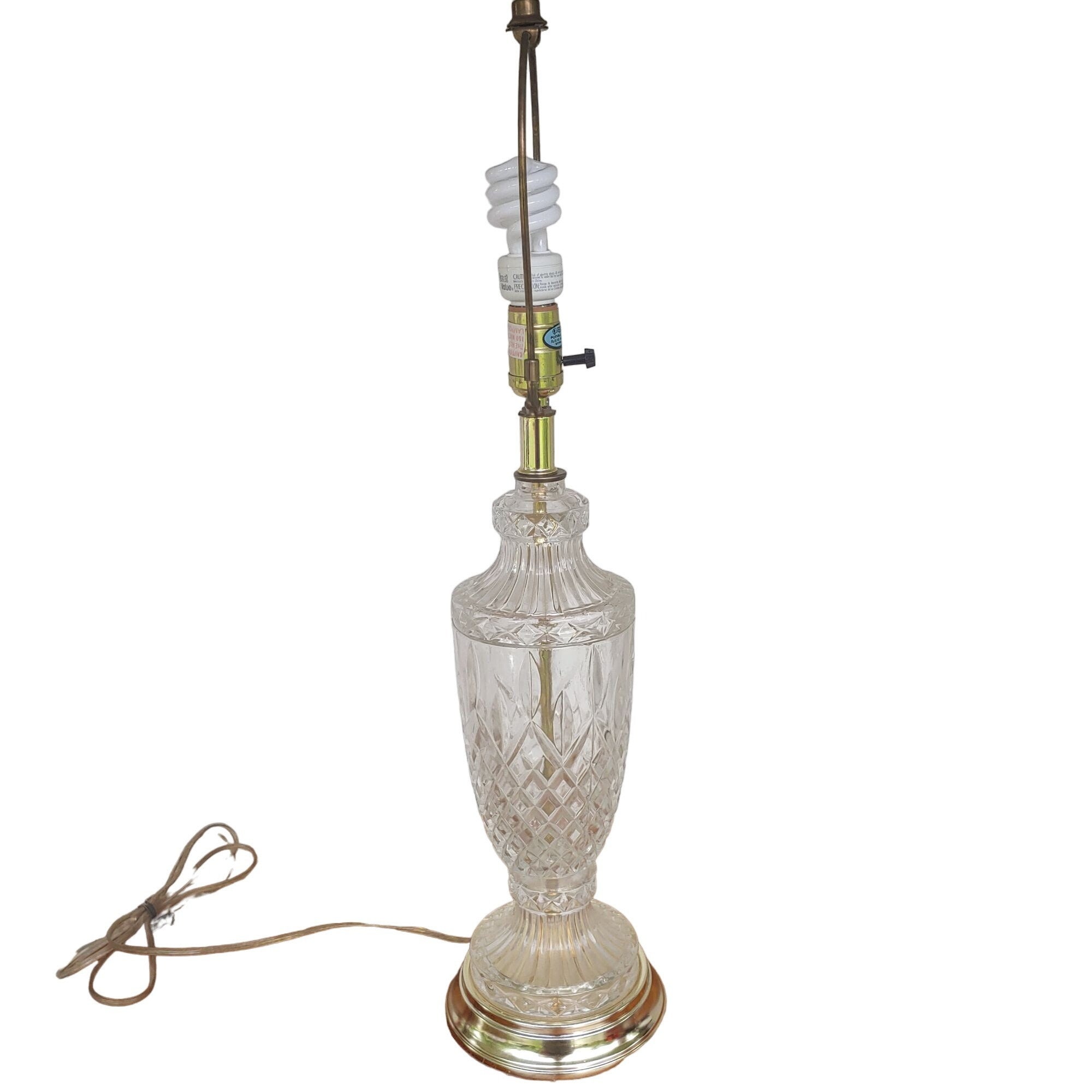 Vintage Leviton Cut Glass Crystal Table Lamp Parlor Mid 20th