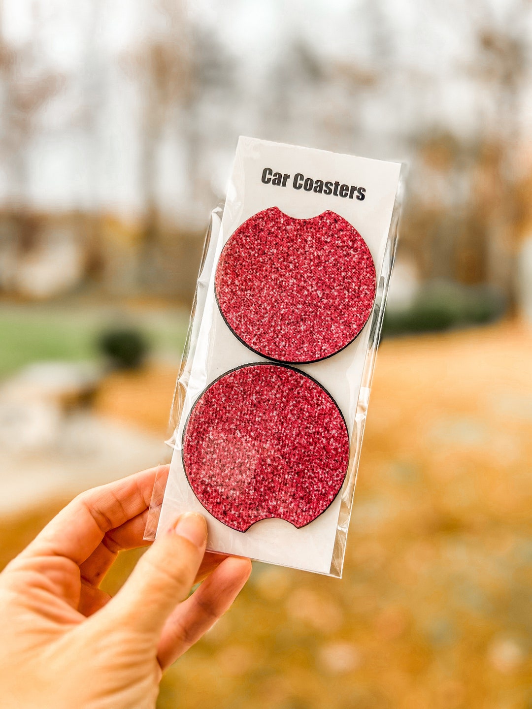 Car Coasters, Set of 2 Coasters, Cute Car Accessories, Pink Car Coaster, Cup Holder Coaster, Car