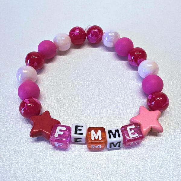 Femme Beaded Stretch Bracelet LGBT LGBTQ Queer Lesbian Sapphic WLW