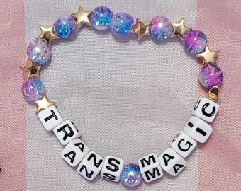 Trans Magic Beaded Stretch Bracelet Transgender LGBT