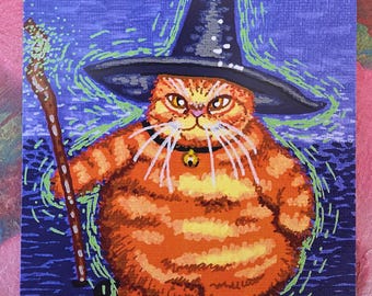 Lámina de gato mago: regalo fantástico para los amantes de los gatos en Halloween (4x4)
