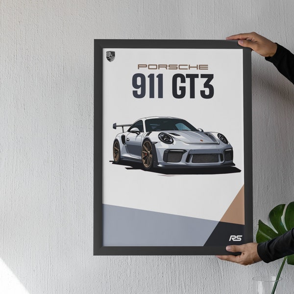 Digital Download Porsche 911 GT3 Poster Car Print, Cool, Wall Print, Retro Wall Decor, Gift