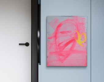 Original Gemälde ‚Tornado‘, 2023 -  Acryl auf Leinwand, Strukturpaste, 40 x 50 cm, Kunst, abstrakt, Unikat, modern, neon, pink