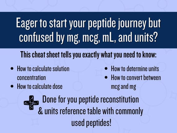 bpc-157 safety fda warning unapproved peptide Peptide Reconstitution Cheat Sheet | Quick Reference Guide for BAC Mixing,  Dosage Conversions & Injection Calculations