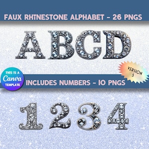 Faux Rhinestone Clipart, Faux Rhinestone Alphabet And Numbers PNG, Faux Rhinestone Alpha Set, Faux Rhinestone Patch PNG