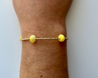 Poppy Bracelet | Rondelle Beaded Bracelet, Seed Bead Bracelet for Women, Dainty Bracelet, Gold Beaded Bracelet, Jewelry for Women