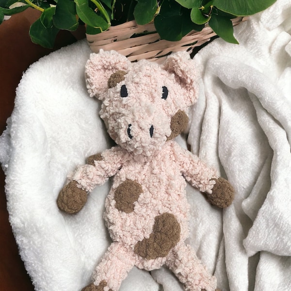 Ready to Ship | Crochet Pig Piglet | Lovey Stuffie Hybrid | Animal Snuggler | Baby Toddler Gift | Gender Neutral Gift