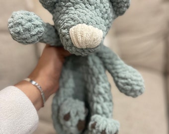 READY TO SHIP | Handmade Teddy Bear  | Lovey Stuffie Hybrid | Animal Snuggler |Baby Toddler Gift | Gender Neutral Gift | crochet present |