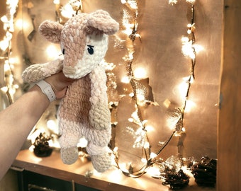 READY TO SHIP | Crochet deer fawn lovey | Christmas Snuggler |Baby Toddler Gift | Gender Neutral Gift | Festive Holidays | handmade