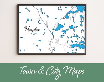 Heyden Ontario Canada Town Map - Northern Ontario Maps, Algoma Country, Digital Print Town and City Maps, Downloadable Print, Posters Maps