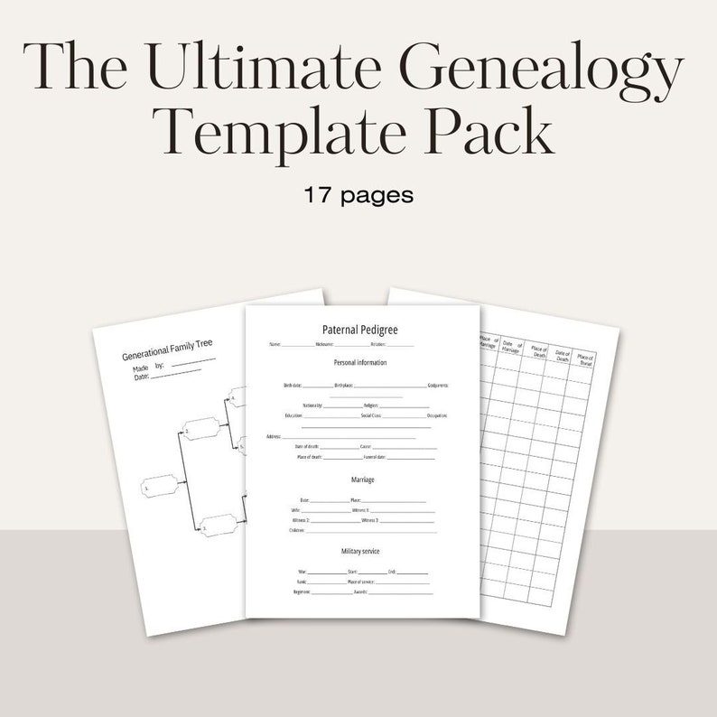 Printable Family Tree Workbook Templates Genealogy Organizer Etsy