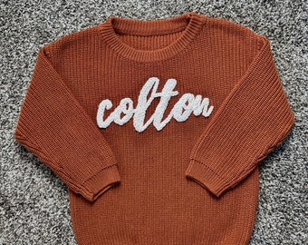 Customized Name Chunky Knit Sweaters Infants/Toddlers