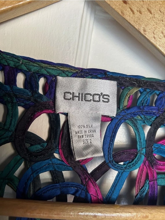 Vintage BoHo Inspired Chicos Silk Tie Dye Vest Fu… - image 2