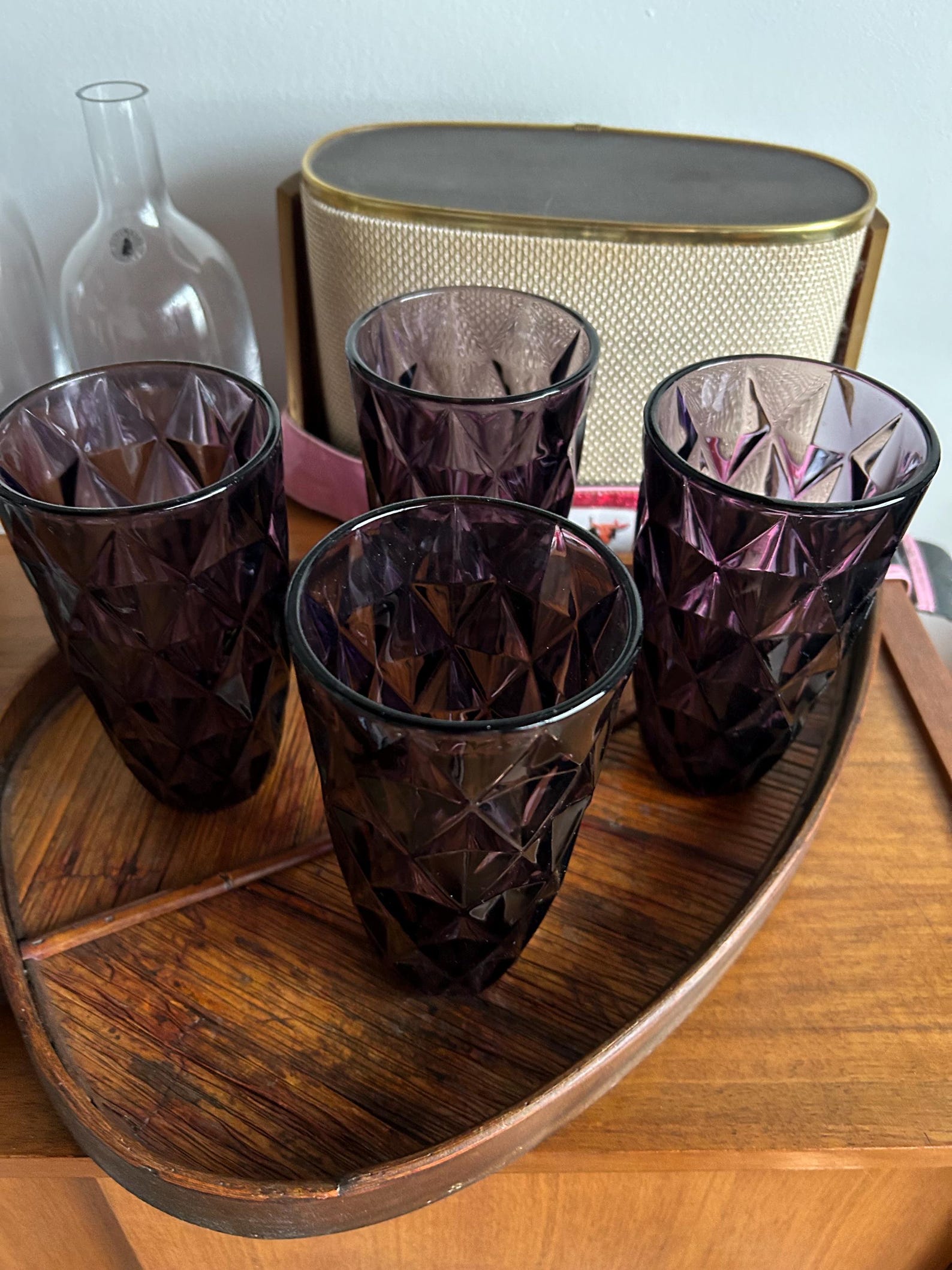 Purple Vintage Drinking Glasses, Set of 4, Vintage With Slight Uranium ...