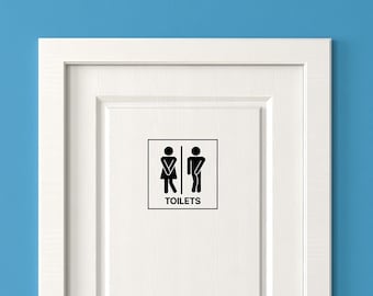 Sticker WC élégant en vinyle - Plaque de porte de salle de bain