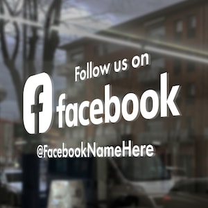 Follow Us on Facebook Vinyl Decal - Social Media Sticker for Business - Custom Facebook Decal - Perfect for Storefronts & Displays