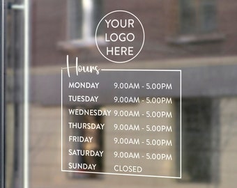 Vinilo adhesivo personalizado con horario comercial, pegatina para escaparate