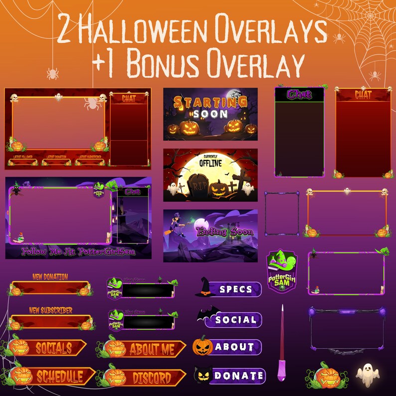 2 Twitch Halloween Overlay Halloween & Witch Twitch Overlay With Bonus