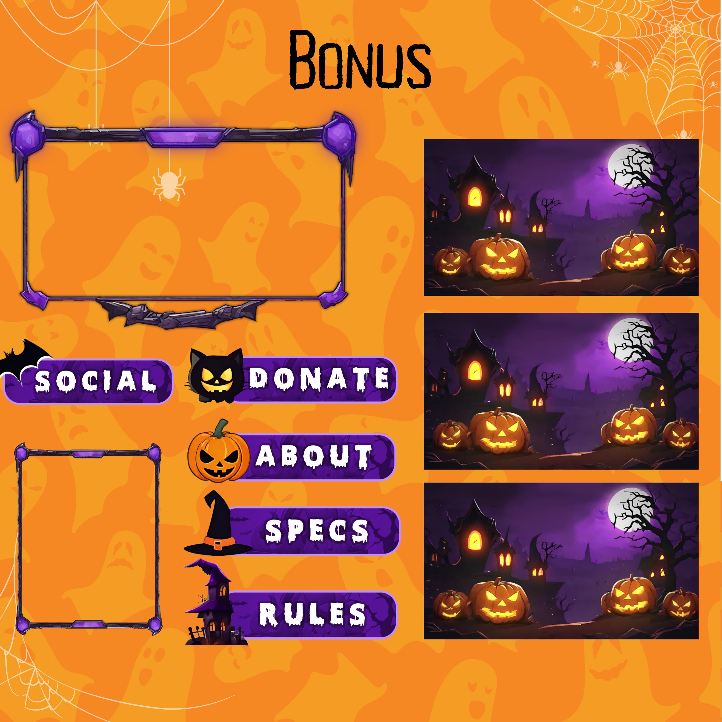 2 Twitch Halloween Overlay Halloween & Witch Twitch Overlay With Bonus