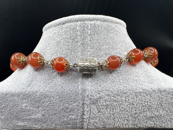 Vintage art deco carnelian necklace featuring gra… - image 4