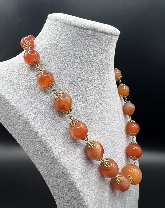 Vintage art deco carnelian necklace featuring gra… - image 3