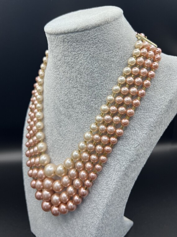 Vintage 1950s 4-strand faux pearl necklace/choker… - image 7