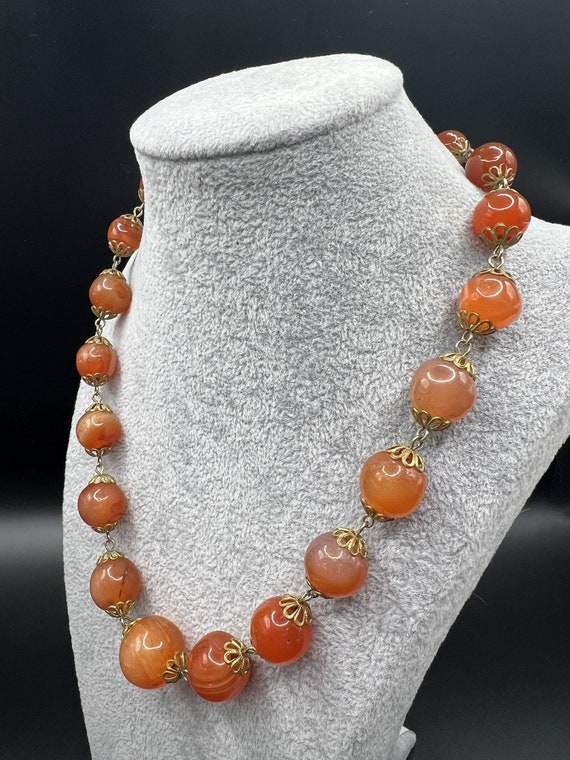Vintage art deco carnelian necklace featuring gra… - image 5