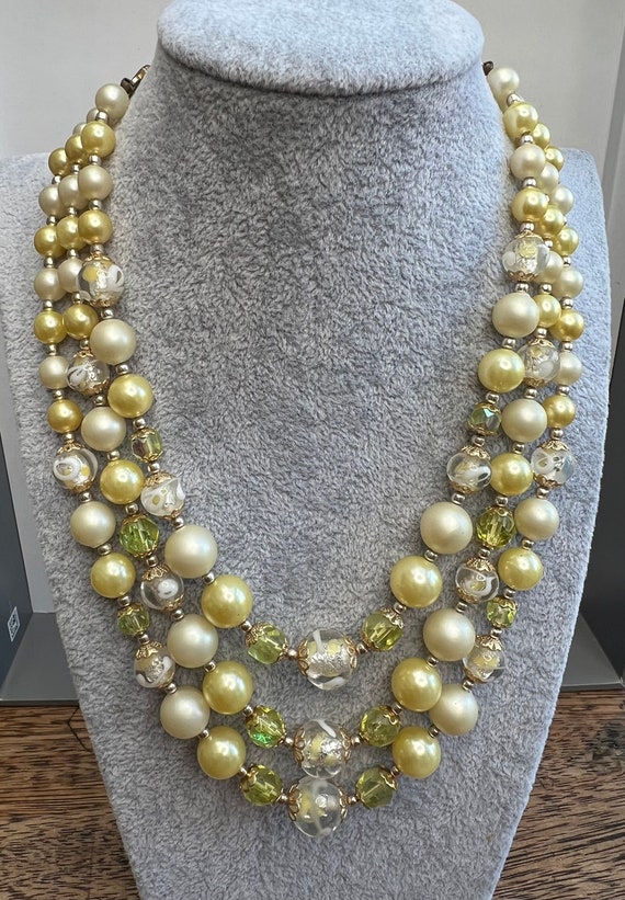 Vintage 1950s 3-strand necklace/choker in champag… - image 10