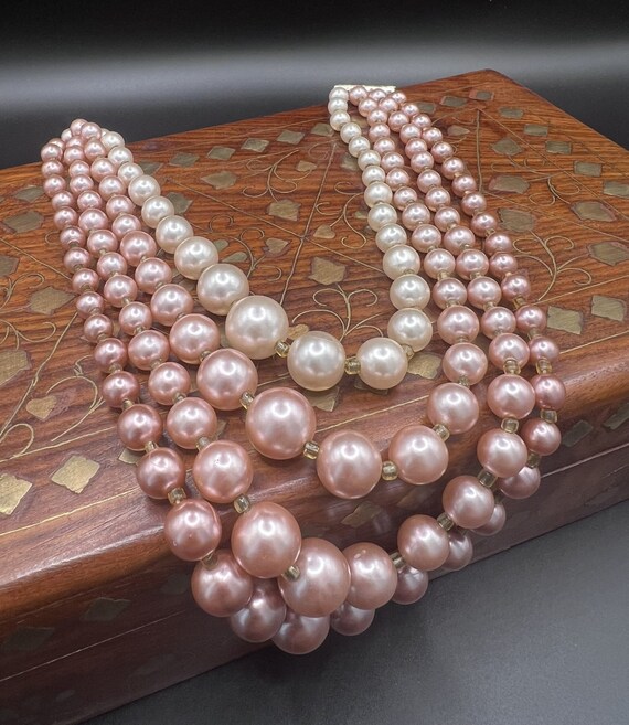 Vintage 1950s 4-strand faux pearl necklace/choker… - image 8