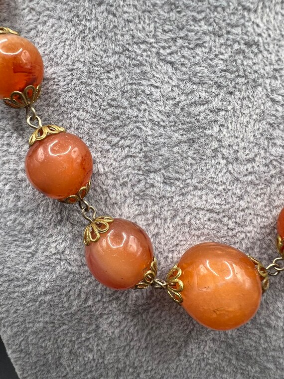 Vintage art deco carnelian necklace featuring gra… - image 2