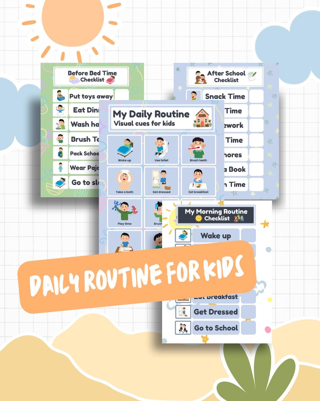 Kids ADHD Autism Daily Routine Bundle Visual Schedules, Morning ...