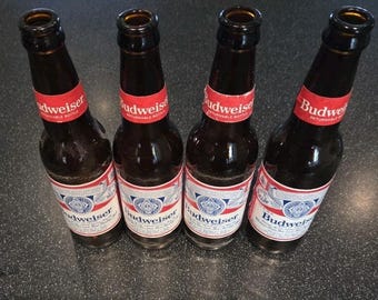 4 Budweiser Lager Beer 12oz beer bottle from Anheuser Busch Brewing